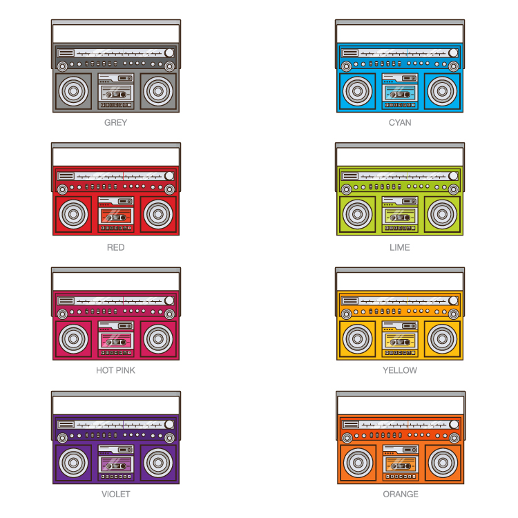 80s Style Retro Boombox - Printed Wall Decals Stickers Graphics