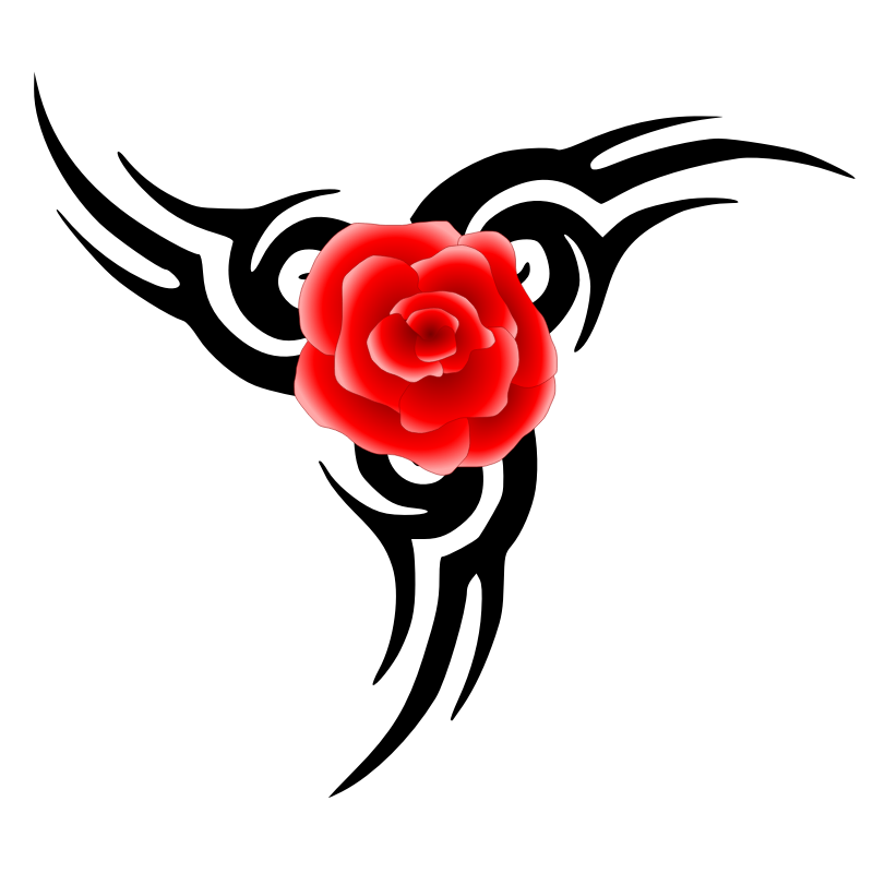 Clipart - Tribal Tattoo with Rose