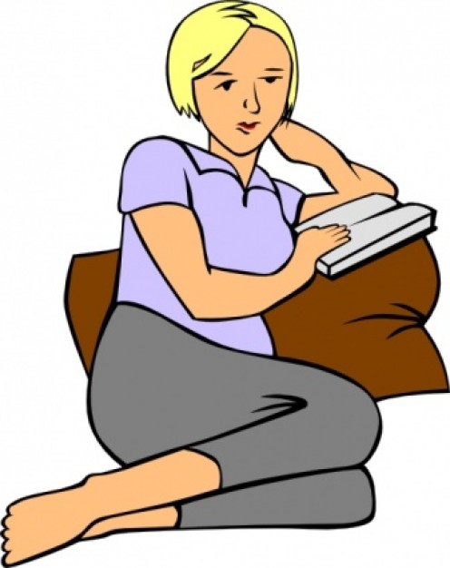 Woman Reading clip art Vector | Free Download