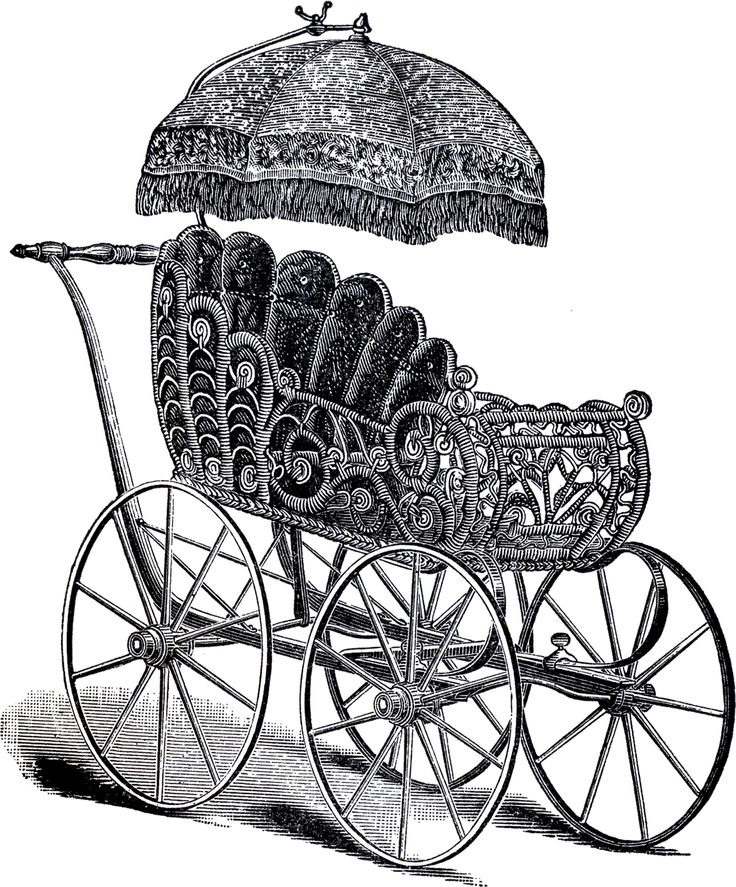 Vintage Wicker Baby Carriage Image