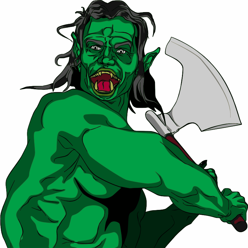 Clipart - Fantasy Orc Swinging Axe