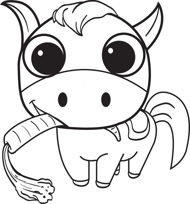 Free, Printable Cartoon Horse Coloring Page for Kids #2
