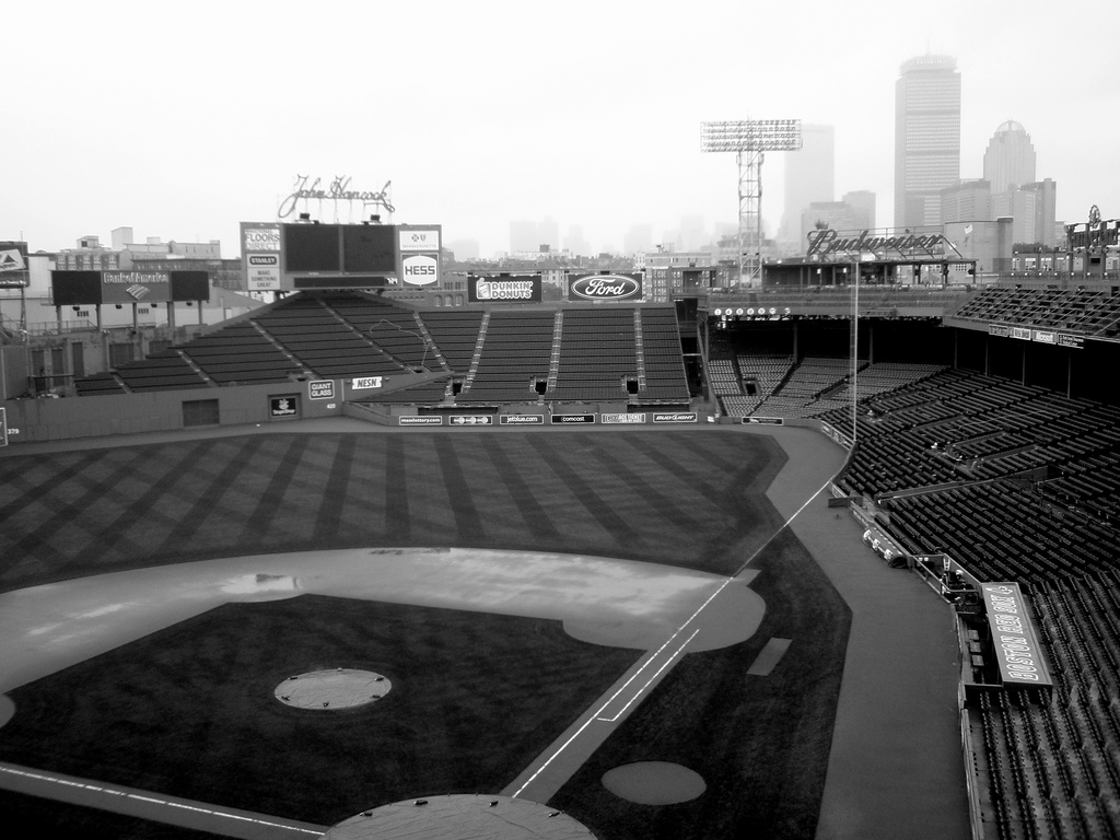 The Fenway Park Baseball Diamond and Boston Buildings - a photo on ...