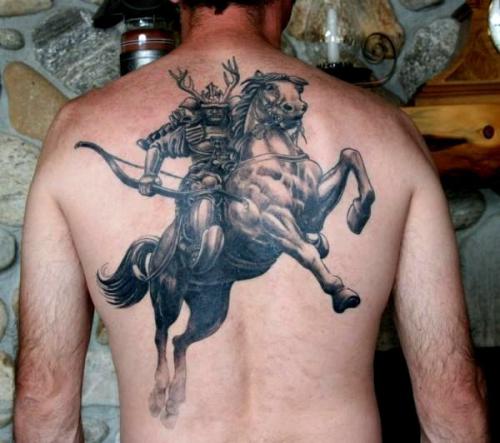 Big Horse Warrior Tattoo On Back | Tattoobite.com