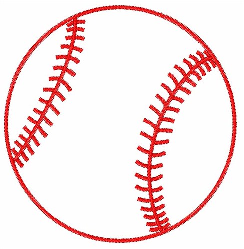 Satin Stitch Embroidery Design: Baseball Outline 2.51 inches H x ...