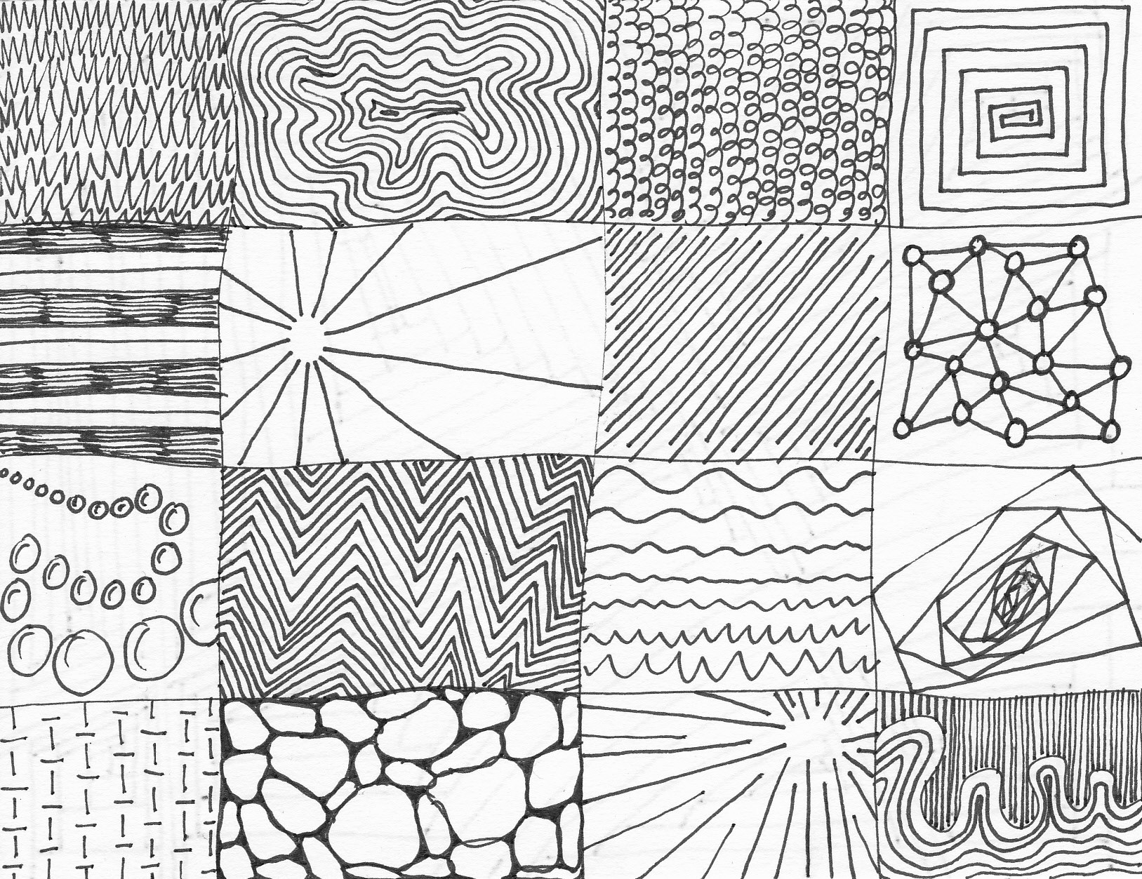 Thumbnails exploring line, point, shape, form, scale, pattern ...