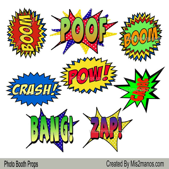 EDITABLE Super hero Comic Book Photo Booth by M2MPartyDesigns