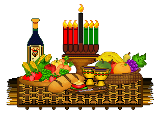 Kwanzaa Clip Art - Kwanzaa Candles, Bean Pot, Wine and Vegetables
