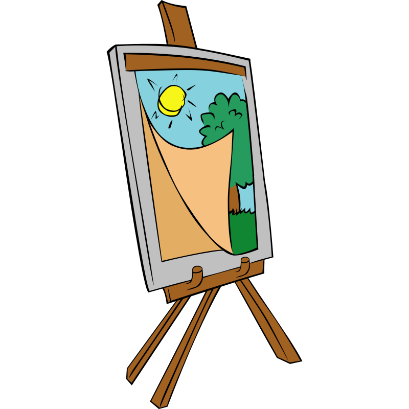 Clipart - Easel with kids painting