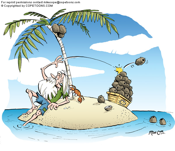 COPETOONS.COM - Porfolio - Gag Cartoons: Desert Island by Mike Cope
