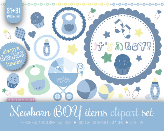 31 Newborn Baby Shower Clipart newborn by PaperPrintsDesign