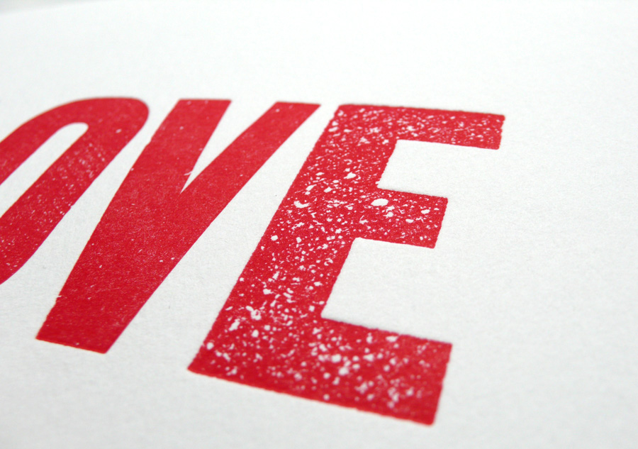 LOVE Letterpress Print 5×7 in Red | Heartfish Press