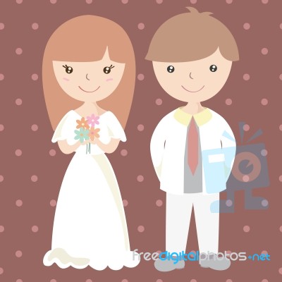 Wedding Couple Cartoon Illustration Stock Image - Royalty Free ...