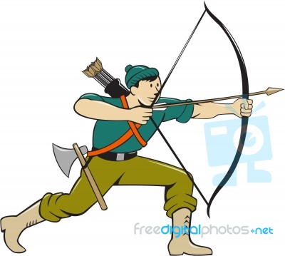 Archer Aiming Long Bow Arrow Cartoon Stock Image - Royalty Free ...