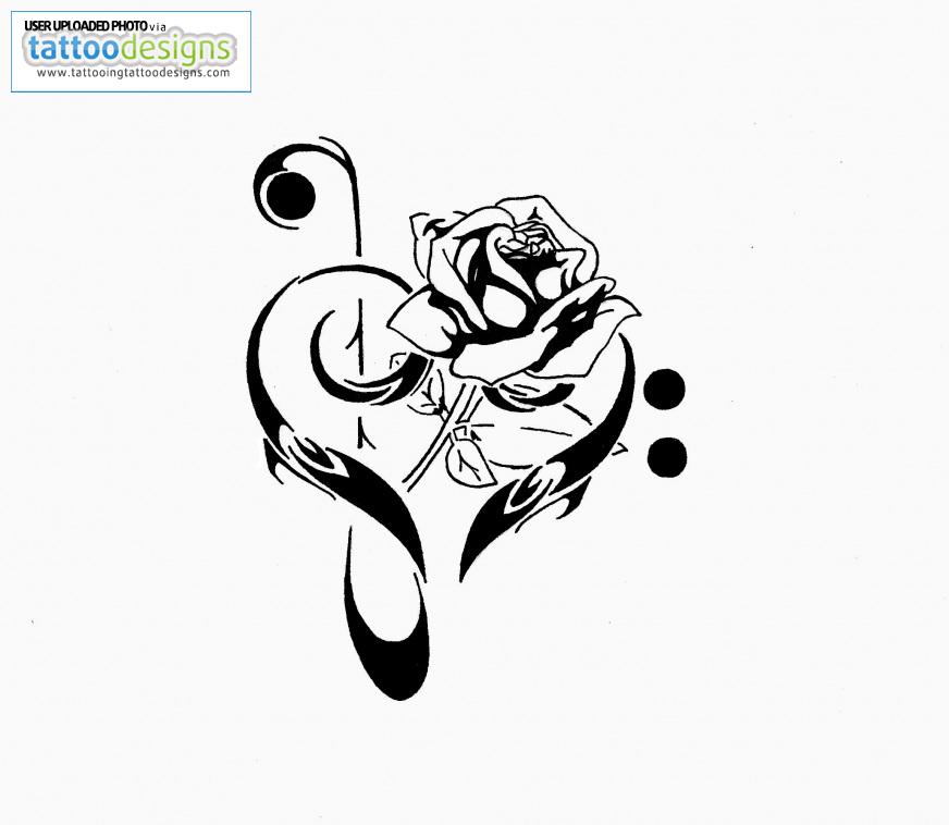 Pin Treble Clef With Rose By Karcoolkaaa Fidnz Image Tattooing ...