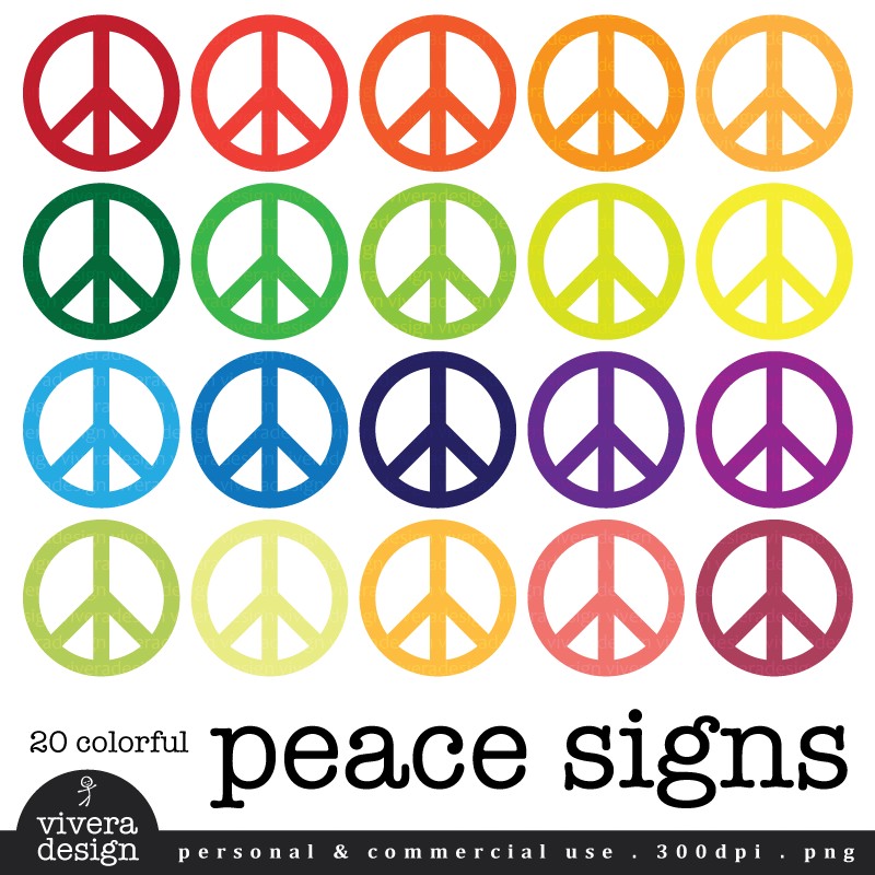 Peace Signs Clip Art in 20 Colors by viveradesign on Etsy