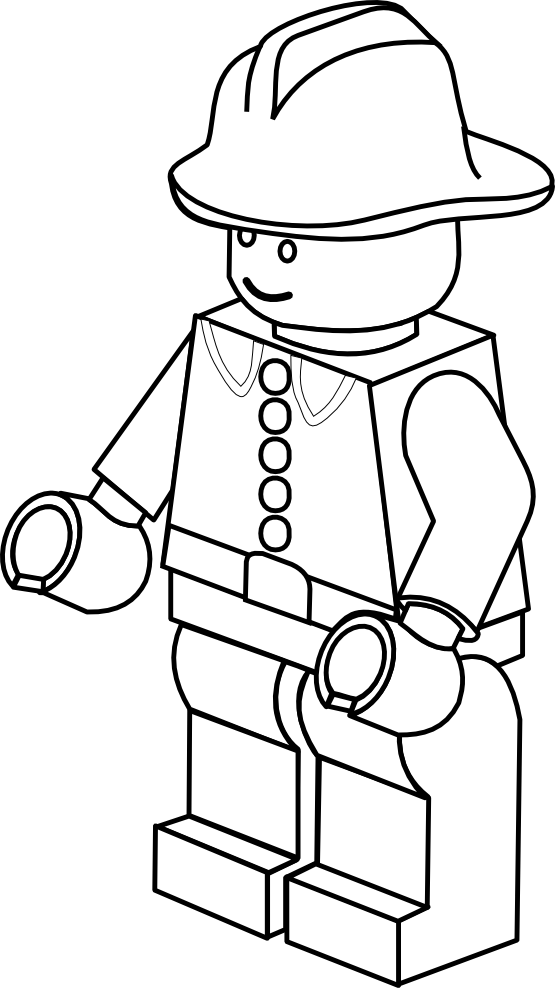 Lego Town Fireman Black White Art SVG Colouringbook. - Cliparts.co