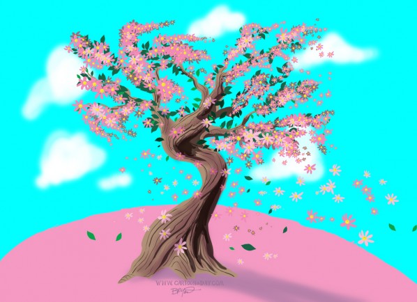 Cartoon Cherry Blossom Tree ❤ Cartoon