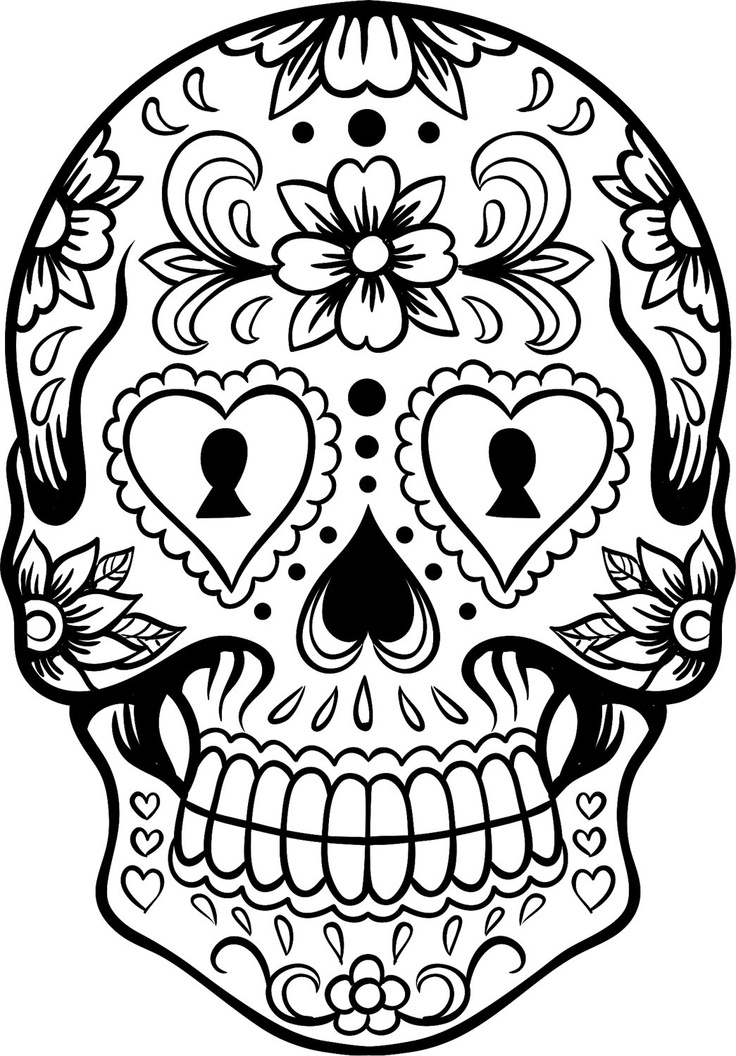 Extra Large Sugar Skull Coloring Page - AZ Coloring Pages
