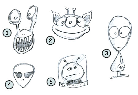 How to draw cartoon aliens