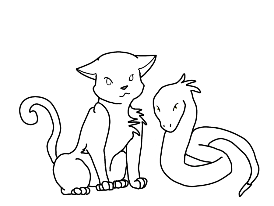 Cat and Snake Lineart by Adoptabelz on DeviantArt