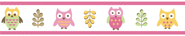 Owl Pink Wallpaper Border