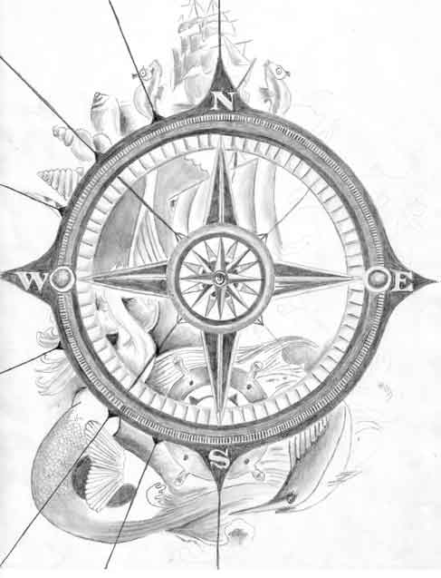 Nautical Compass Drawing - Gallery