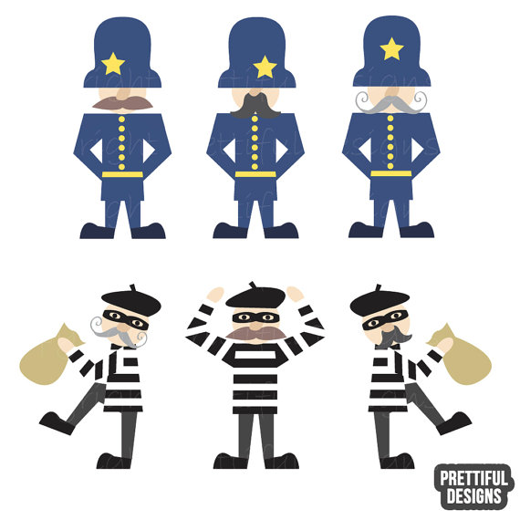 Vintage Police Bobbies Cops and Robbers Clip by PrettifulDesigns