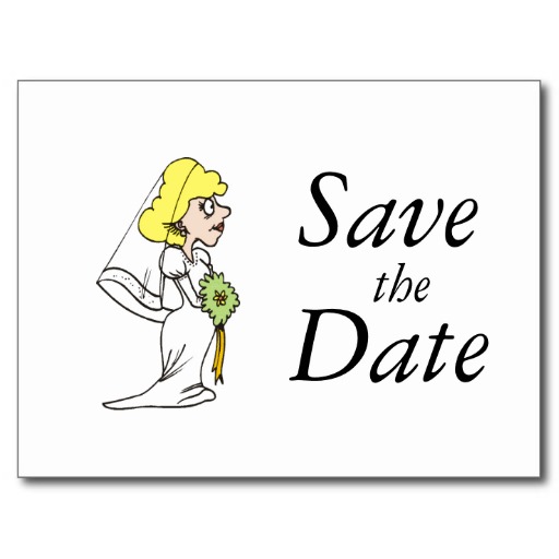 Save the Date Cards Fun Bride Clip Art Postcard | Zazzle