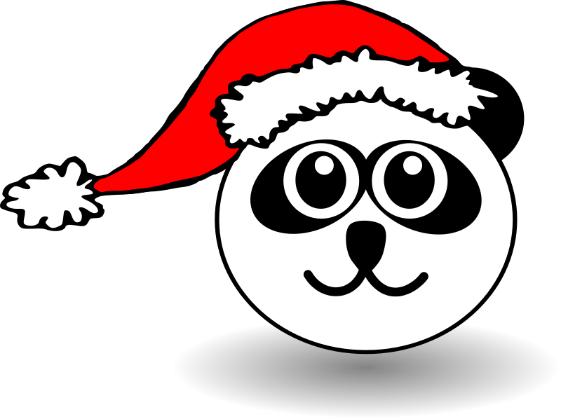 Funny panda face black and white with Santa Claus hat Free Vector ...