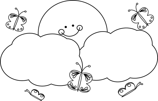 Black and White Butterflies and Sunshine Clip Art - Black and ...