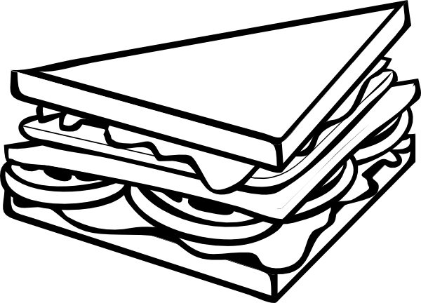 Sandwich Half B&w2 clip art - vector clip art online, royalty free ...