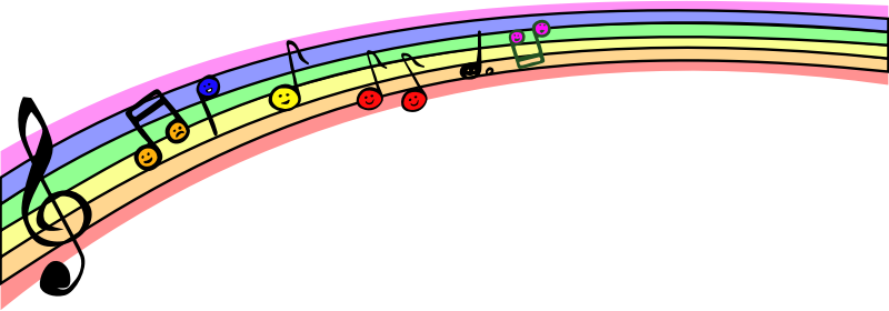 Clipart - rainbow with music