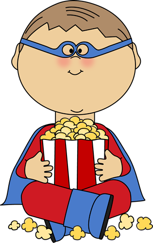 Boy Superhero Eating Popcorn Clip Art - Boy Superhero Eating ...