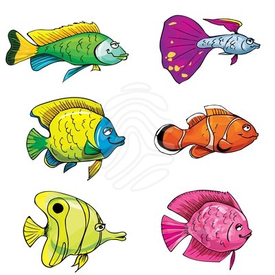 cartoon-set-of-tropical-fish- ...