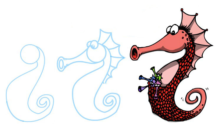Drawing lessons at Draw3D. Cartoon animals, monsters, aliens, more ...