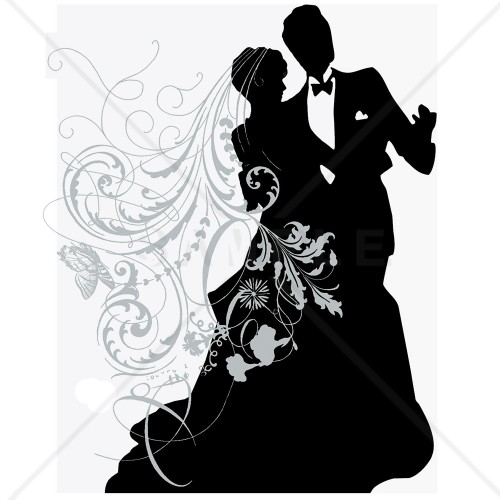 Silhouette Wedding Couple Counted Cross Stitch Pattern ...
