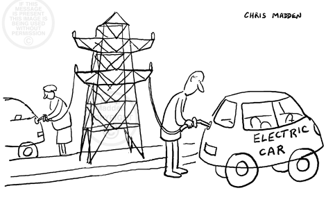 Electrically Powered Car Cartoon
