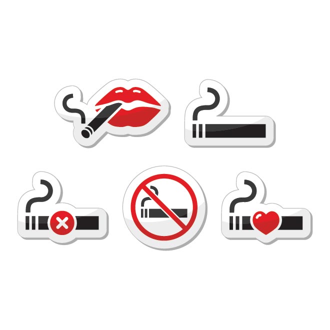 Free Vector beautiful glossy no smoking icons set - Free Vector Art