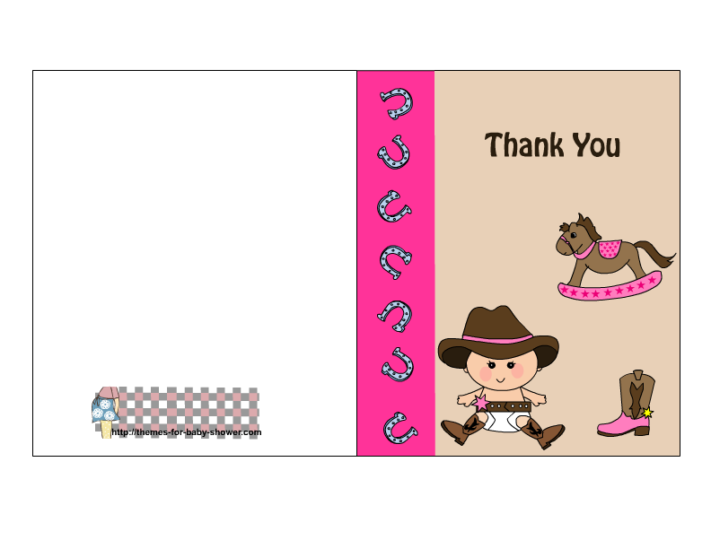 Free Printable Cowboy, Cowgirl Baby Shower Thank You Cards