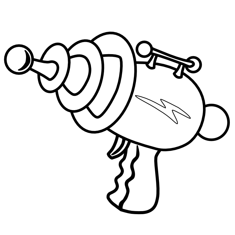 Minimalistic Ray Gun Logo Black White Line Art Coloring Book ...