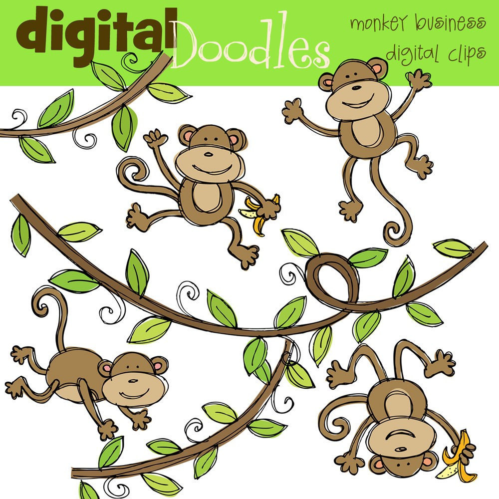 INSTANT DOWNLOAD Monkey business digital clipart by kpmdoodles