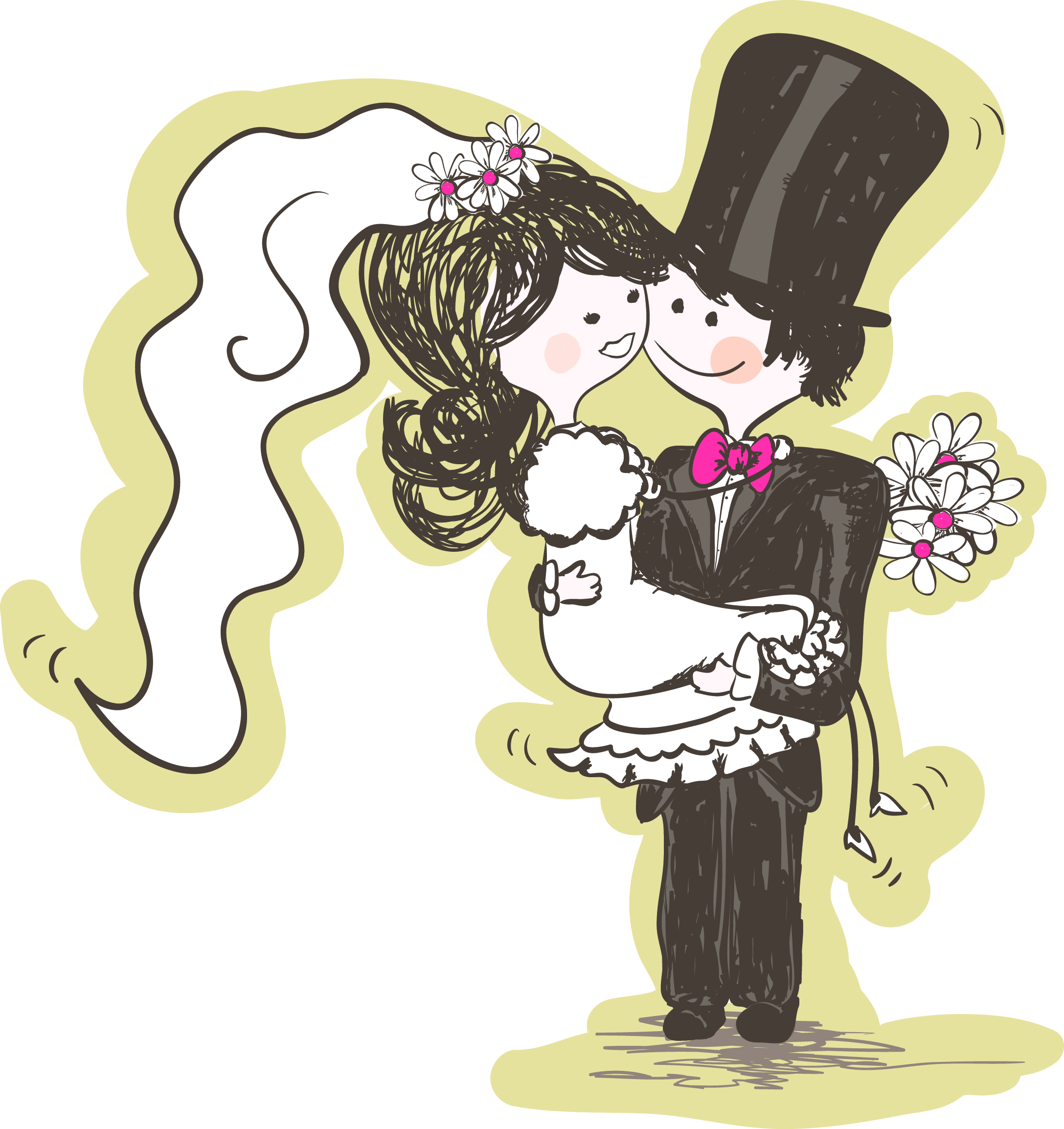 Handpainted version of the bride and groom 03 vector Free Vector ...