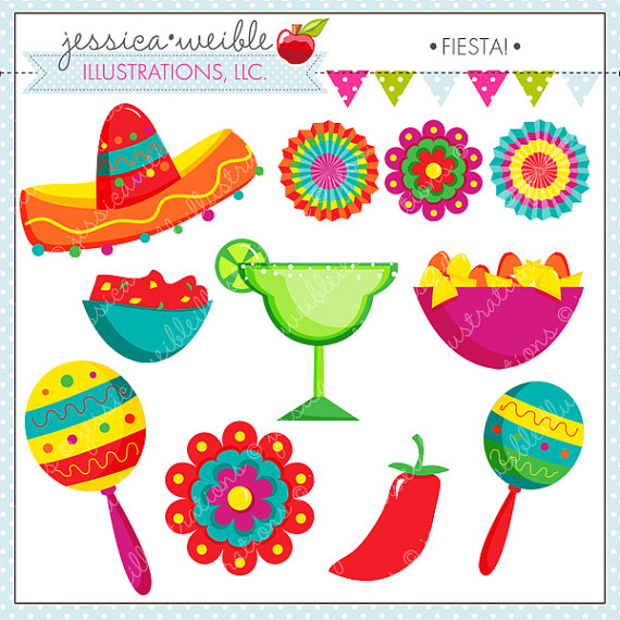Fiesta Cute Digital Clipart Spanish Mexican by JWIllustrations
