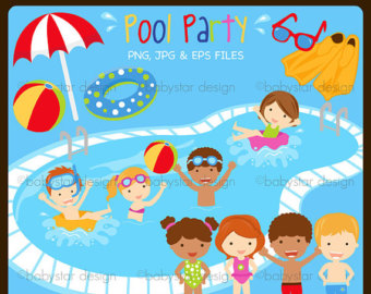 pool party clip art – Etsy