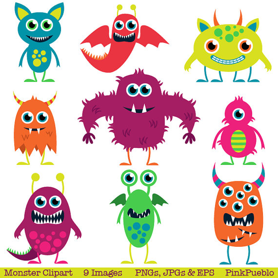 Cute Monsters Clip Art Clipart Aliens Clip Art by PinkPueblo