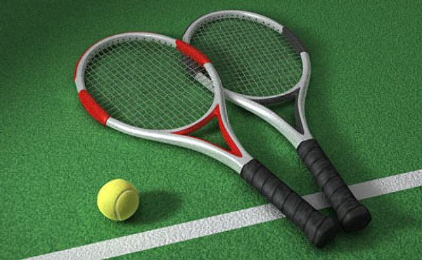 3d model tennis racket ball