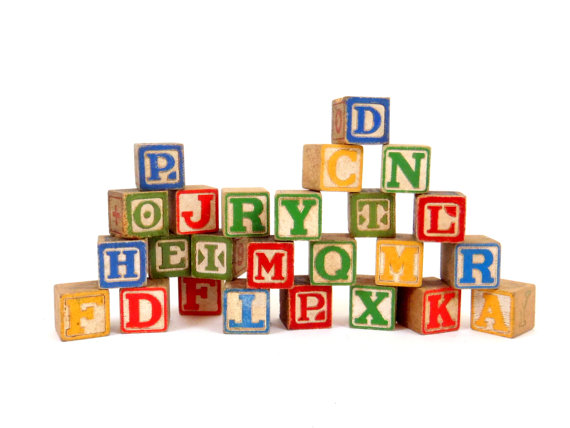Wooden Blocks Baby blocks Alphabet Blocks Wood by HonestJunk
