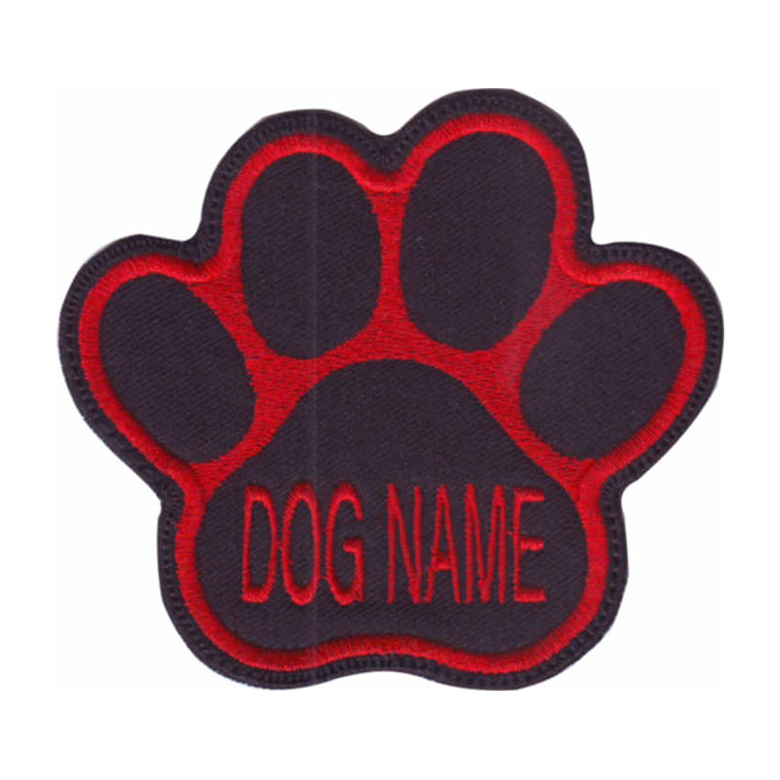 CUSTOM DOG NAME PAW (BLACK) EMBROIDERED SEW ON PATCH