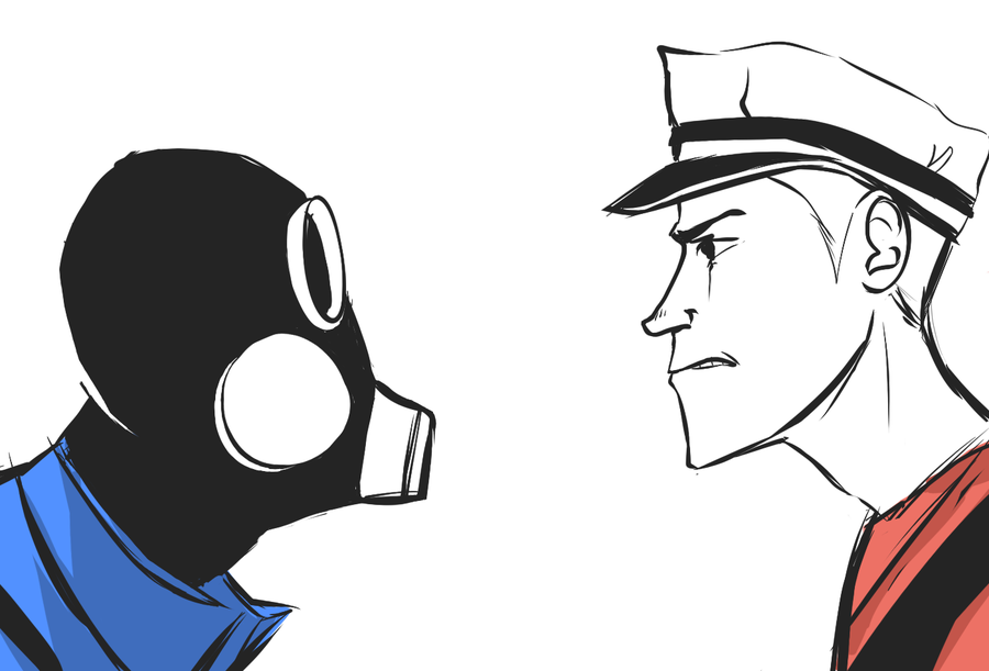 Pyro vs. Scout by Qurugu on deviantART